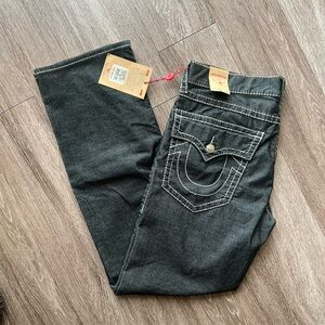 True Religion Black Straight Flap Jeans
